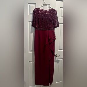 Adrianna Papell Wine Sequin Maxi Dress